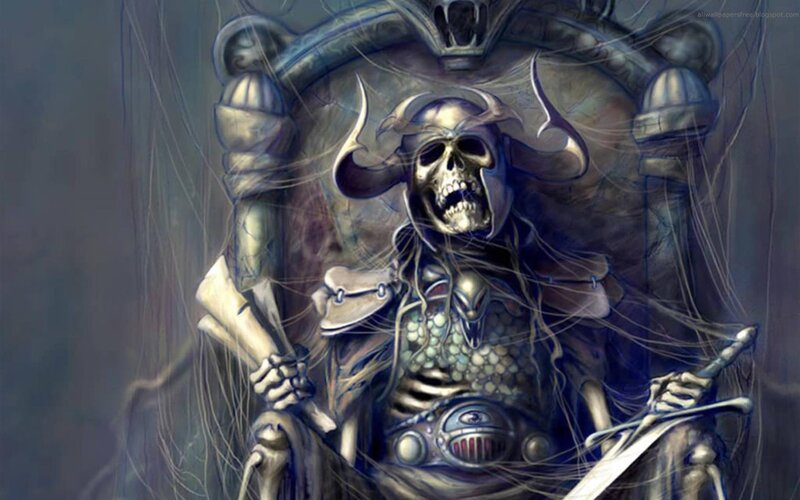 Skeleton King on Throne — Blue