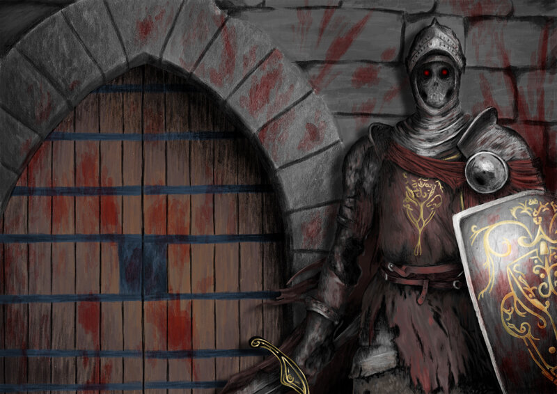 Skeleton Knight in Armor — Gray, Dark