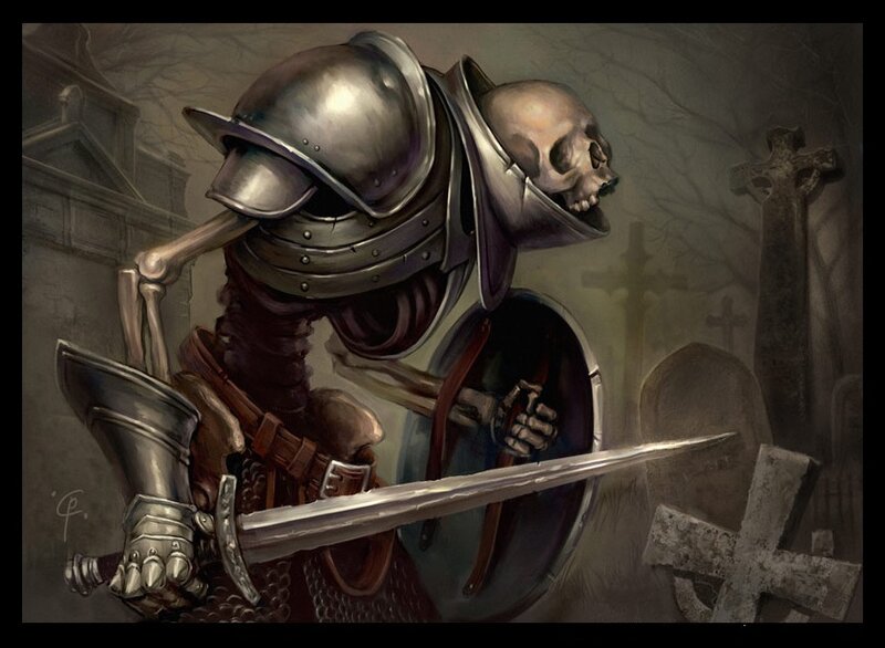 Skeleton Knight in Armor — Gray
