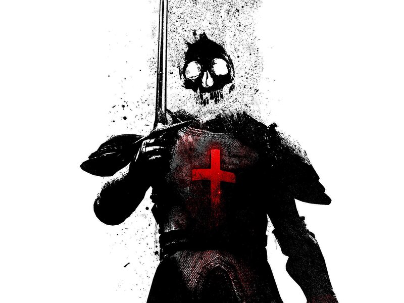 Skeleton Knight with Sword — Black, Dark, Dramatic