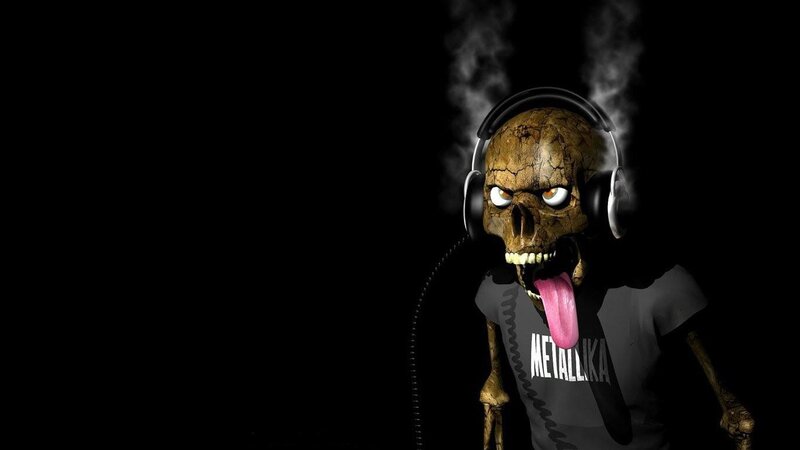 skeleton listening to music
