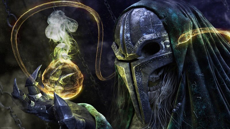 Skeleton Mage Holding Orb — Black, Dark