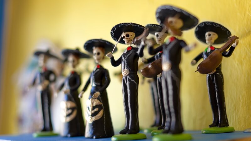 skeleton mariachi figurines