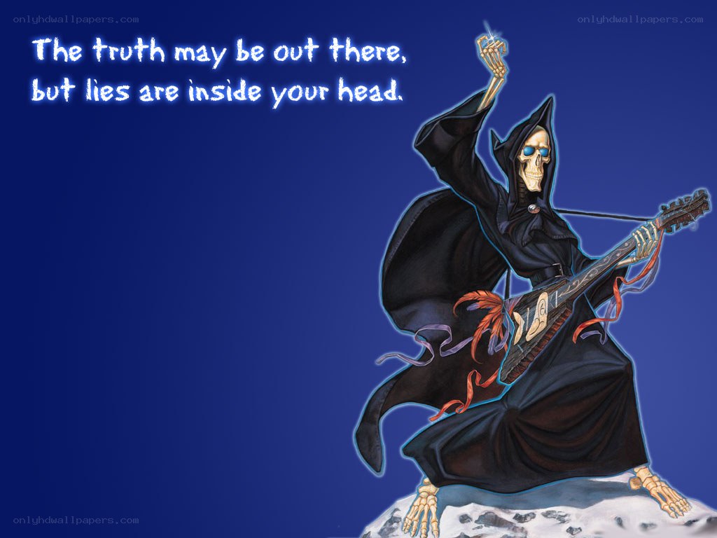skeleton musician with quote