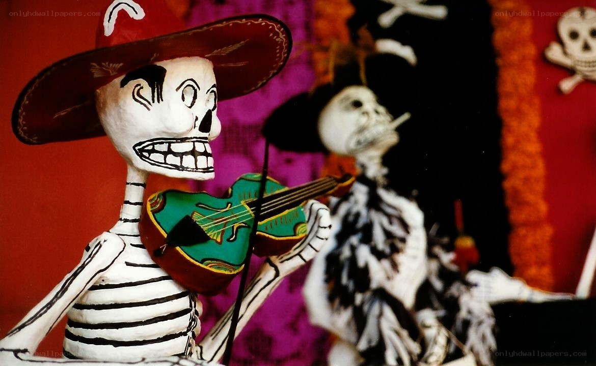 skeleton musicians playing instruments