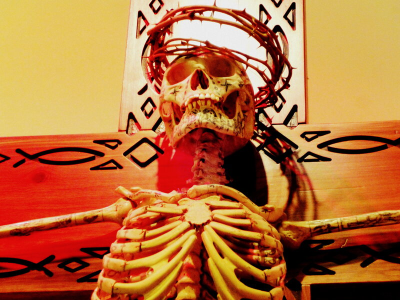 Skeleton on a Cross — Red