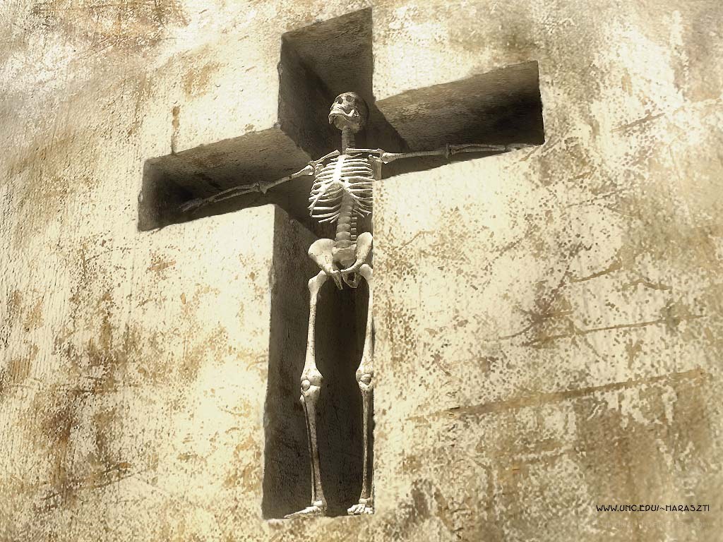 skeleton on a cross