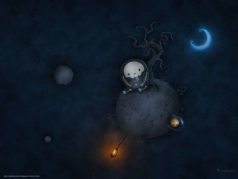 skeleton on a floating island
