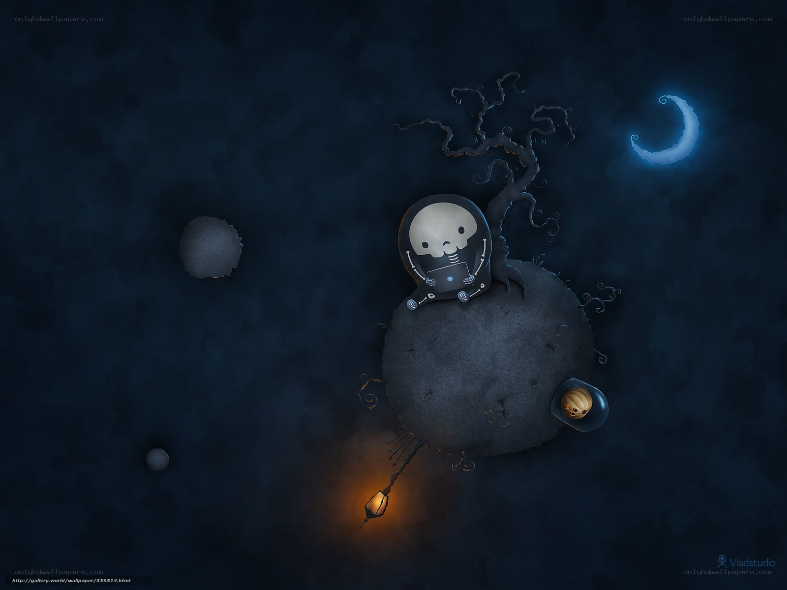 skeleton on a floating island