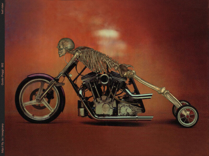 skeleton on a motorcycle