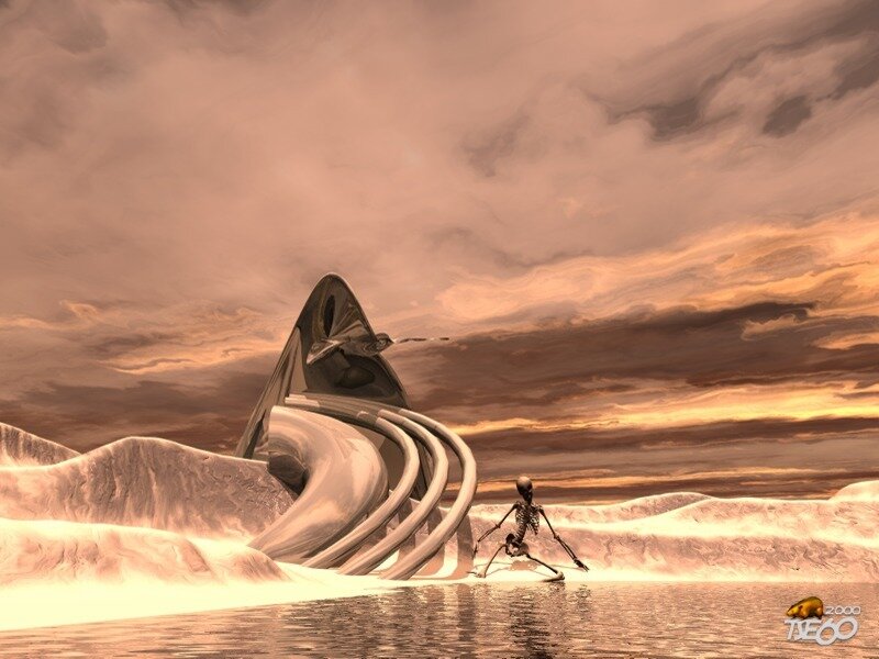 skeleton on alien planet