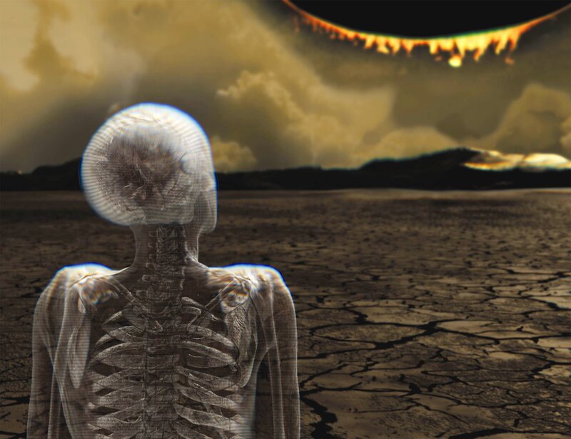 skeleton on barren land