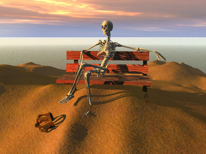 Skeleton on Bench