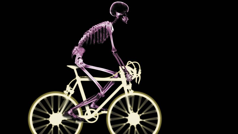 Skeleton on Bicycle — Purple