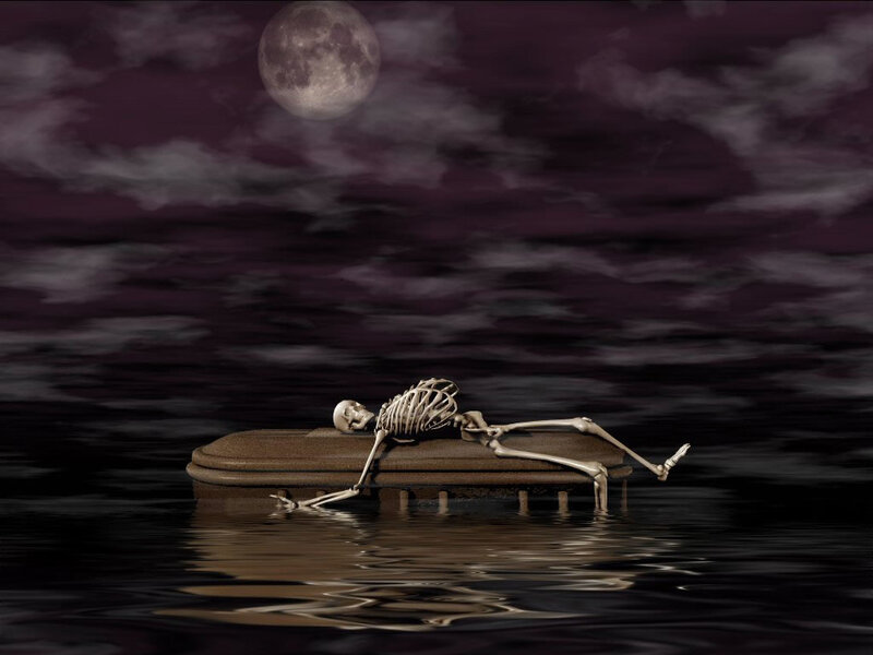 Skeleton on Coffin