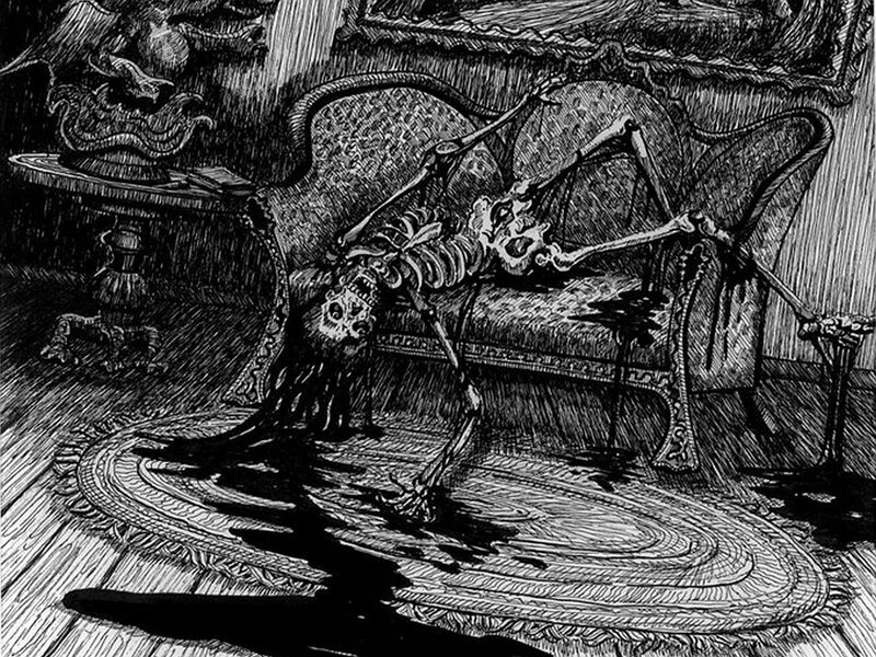 Skeleton on Couch — Black