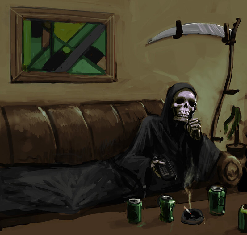 Skeleton on Couch
