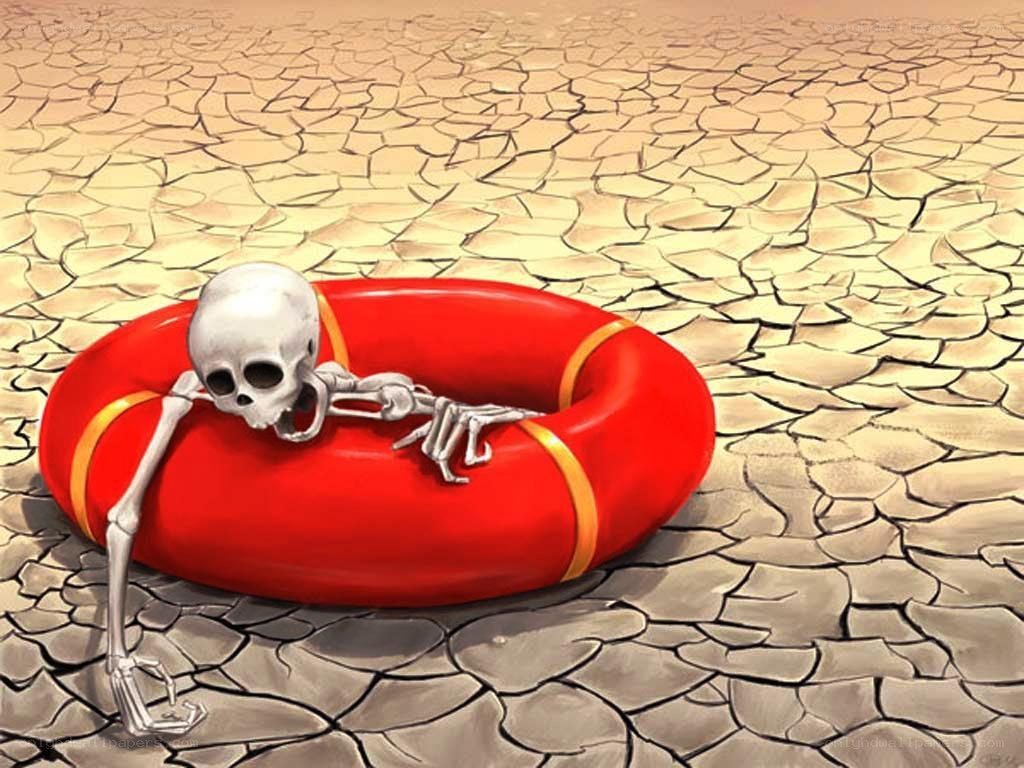 skeleton on life preserver