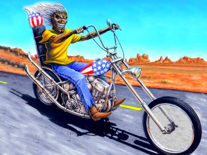 Skeleton on Motorcycle — Blue