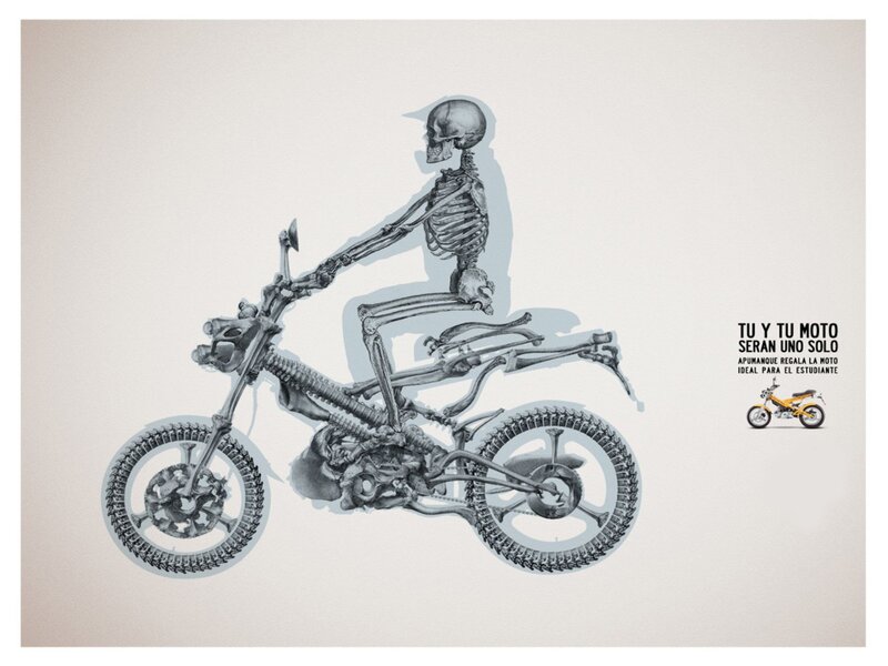 Skeleton on Motorcycle — Gray