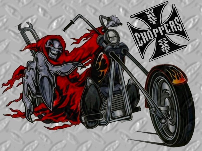Skeleton on Motorcycle — Red, Dark
