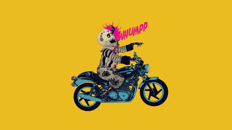 Skeleton on Motorcycle — Yellow