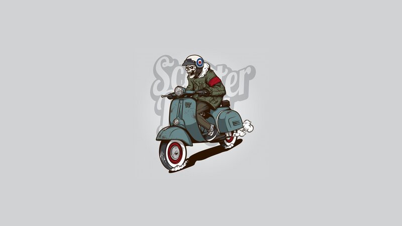 Skeleton on Scooter