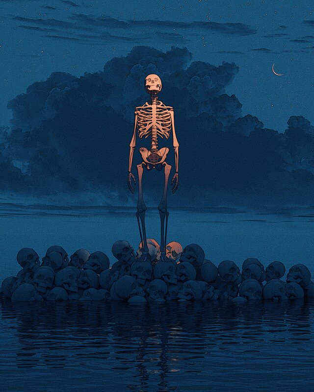 Skeleton on Skulls