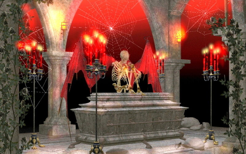 Skeleton on Tombstone