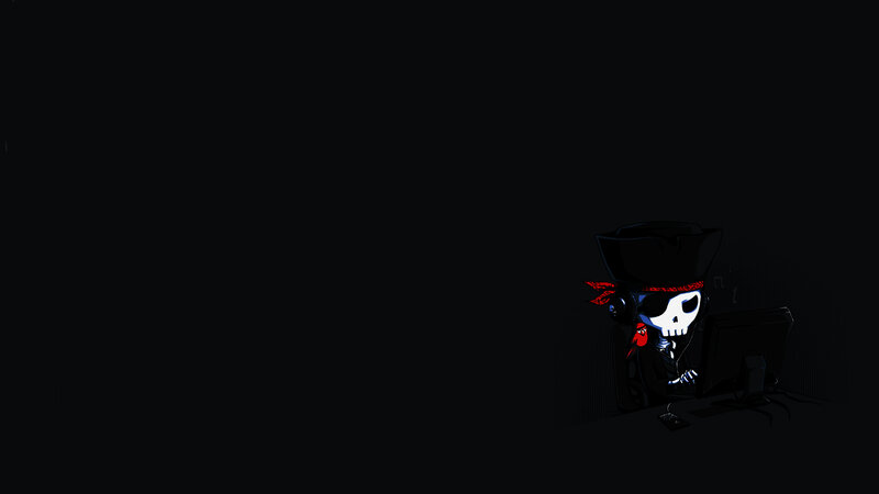 skeleton pirate at computer