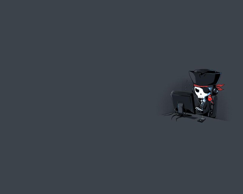 skeleton pirate at computer