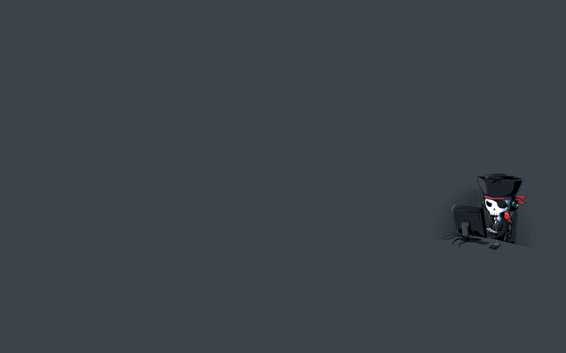 skeleton pirate at computer