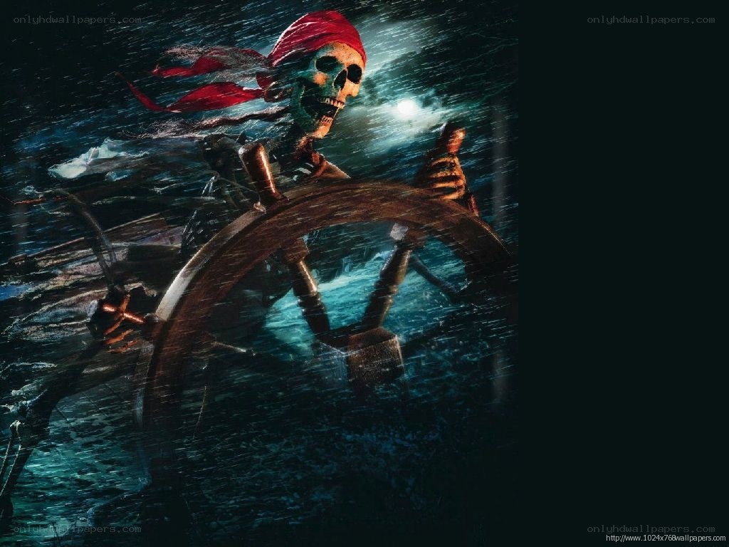 skeleton pirate at the helm