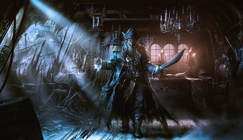Skeleton Pirate Captain — Black, Dramatic