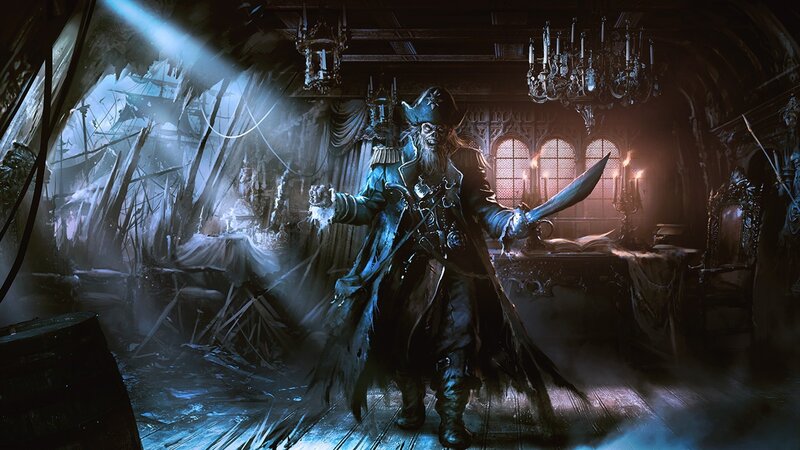Skeleton Pirate Captain — Blue