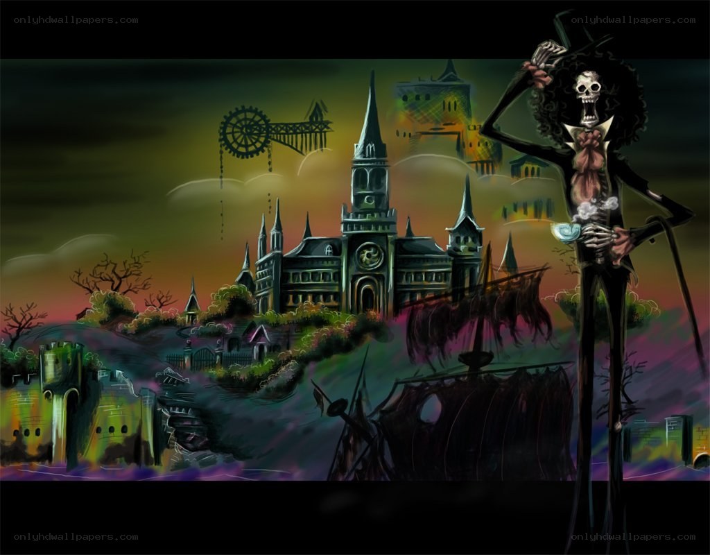 skeleton pirate with castle