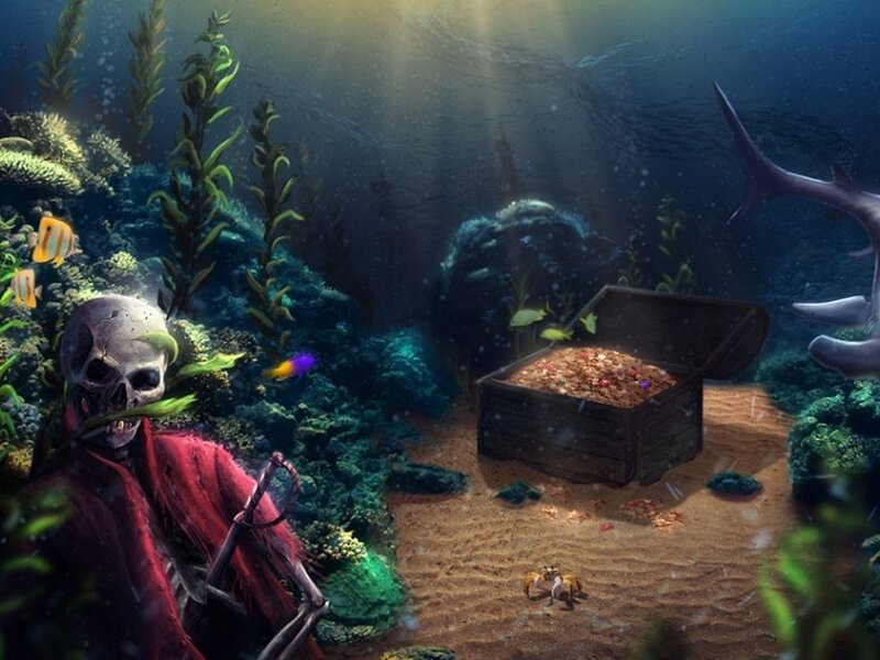 Skeleton Pirate with Treasure