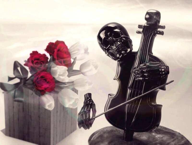 Skeleton Playing Cello — Black