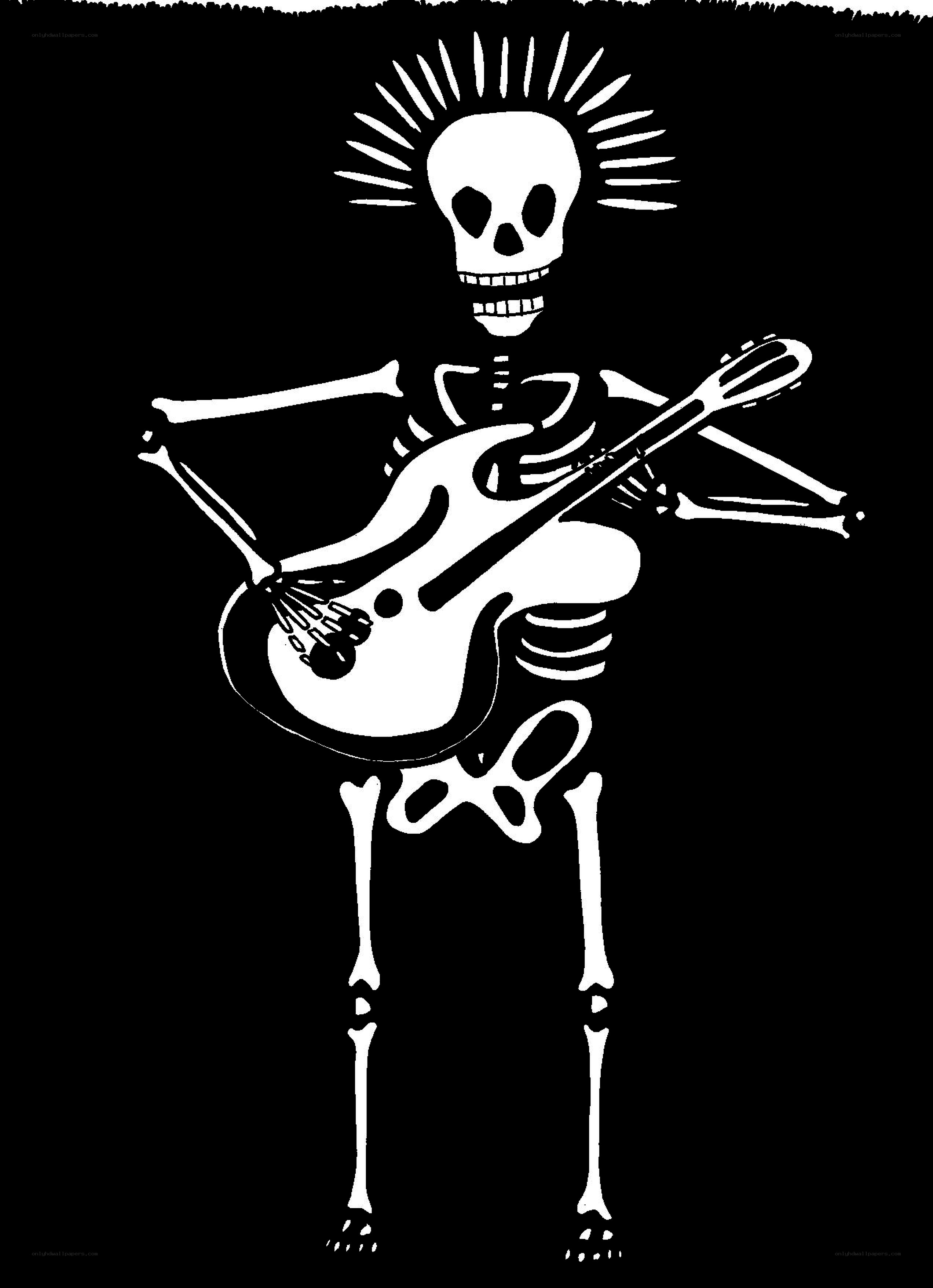 skeleton playing guitar