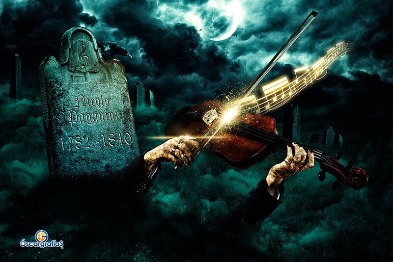 Skeleton Playing Violin — Dark Blue