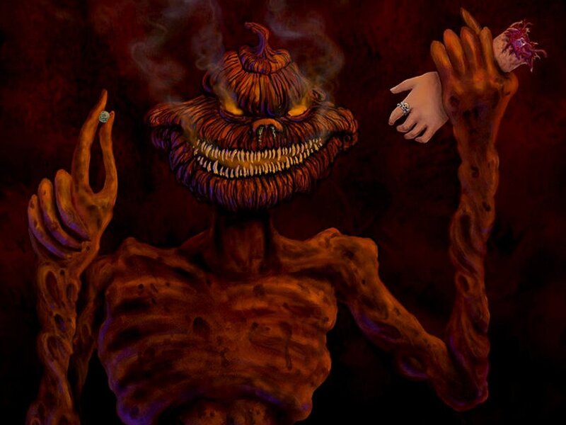 skeleton pumpkin demon