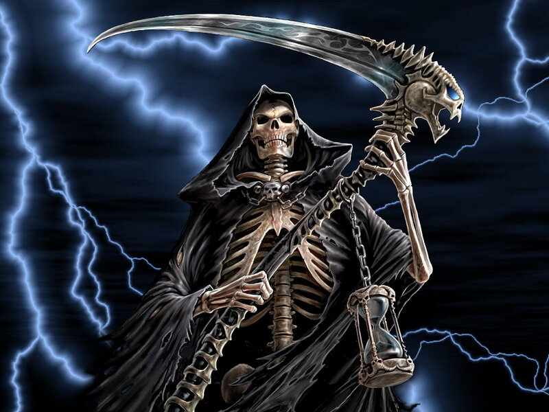 Skeleton Reaper Figure — Black, Dramatic