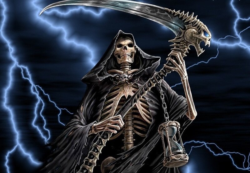 Skeleton Reaper with Scythe — Black
