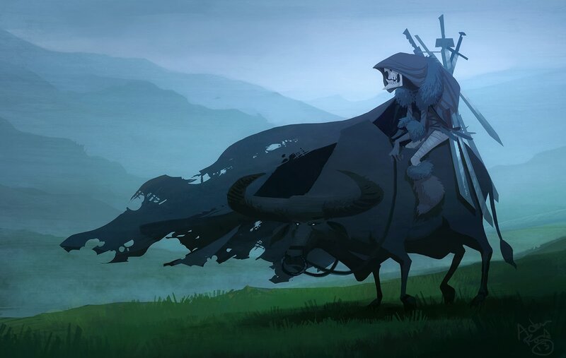 Skeleton Rider on Bull