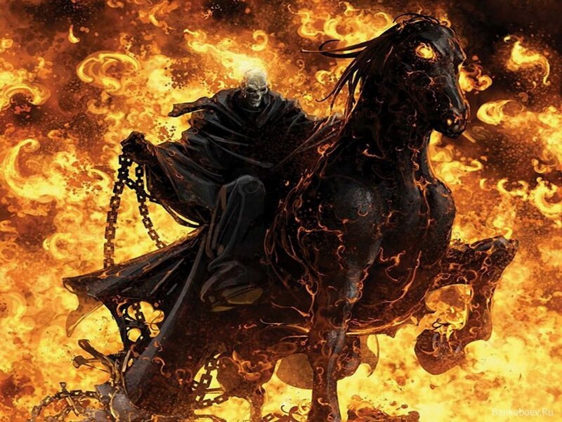 Skeleton Rider on Horse — Black