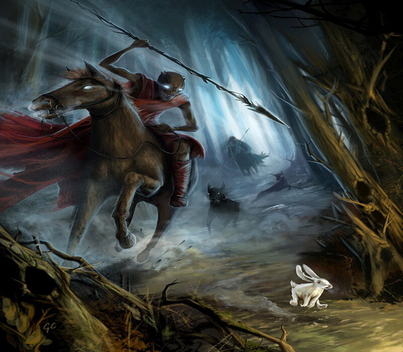 Skeleton Rider on Horse — Dark