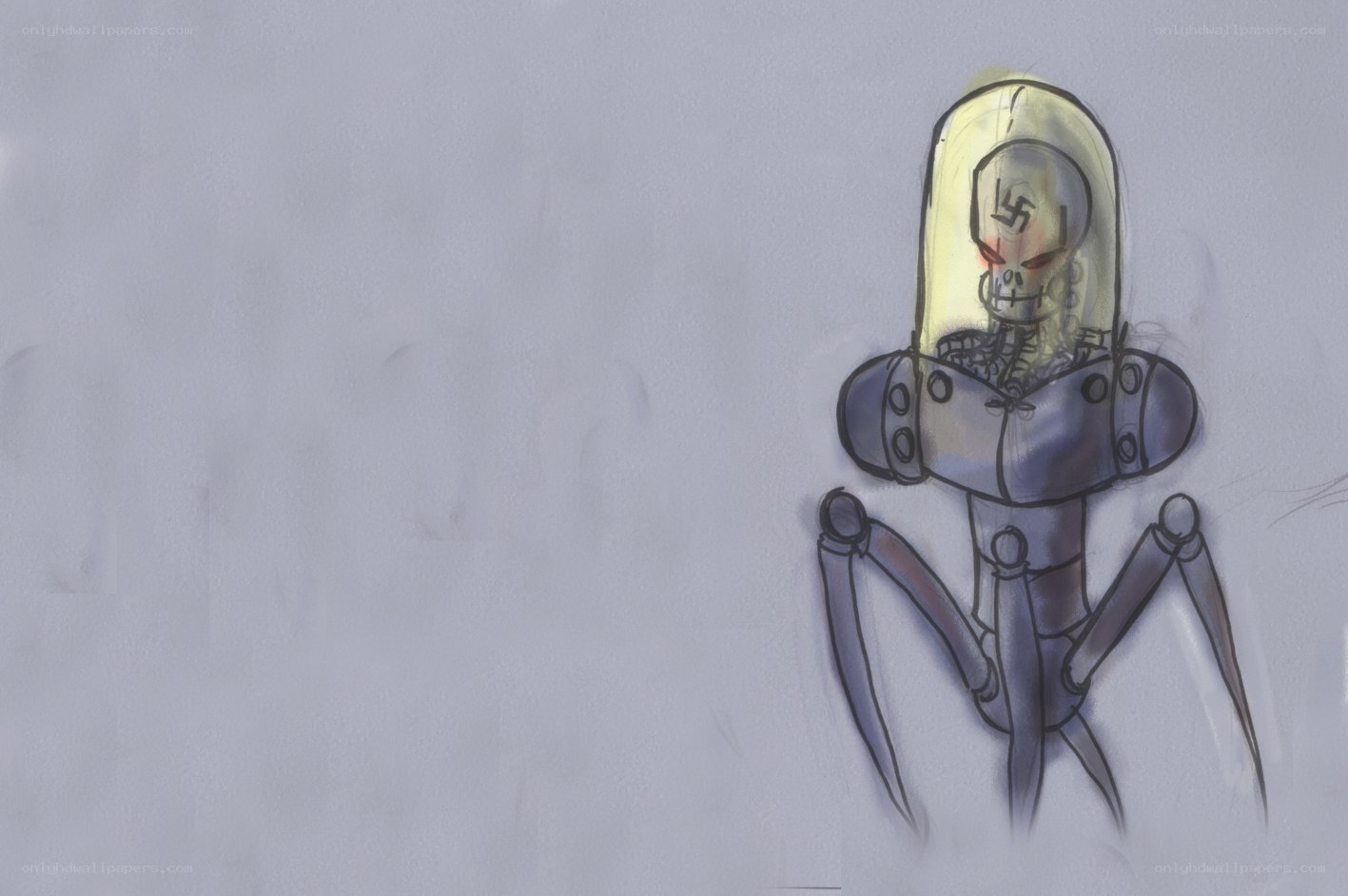 skeleton robot with swastika