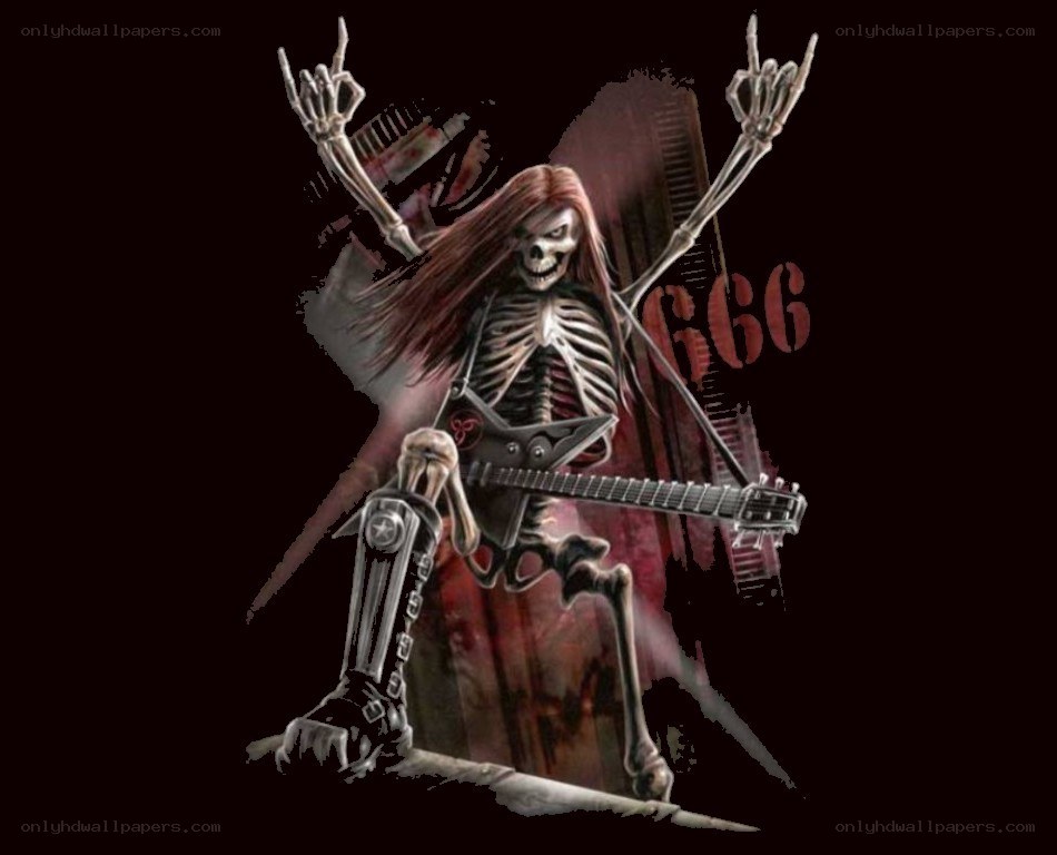 skeleton rock guitarist