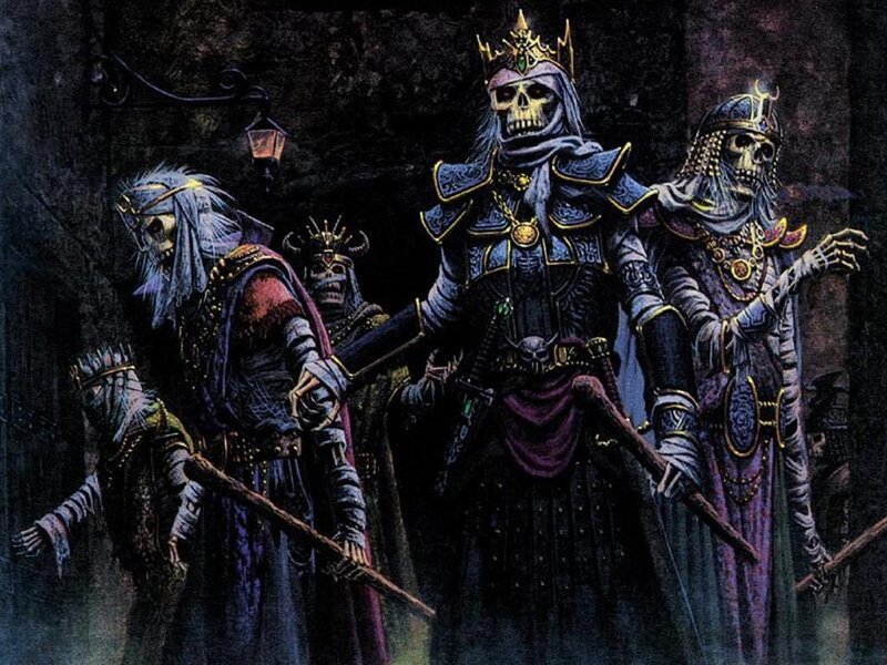 skeleton royalty in a dark alley