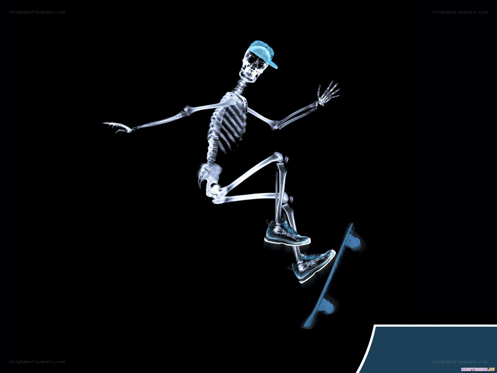 skeleton skateboarding x-ray